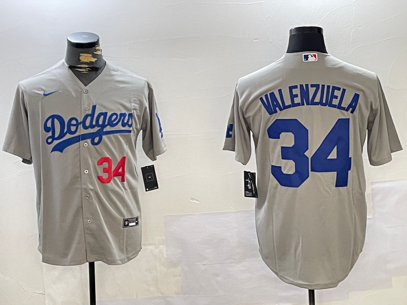 Men's Los Angeles Dodgers Fernando Valenzuela #34 Gray Baseball Jersey